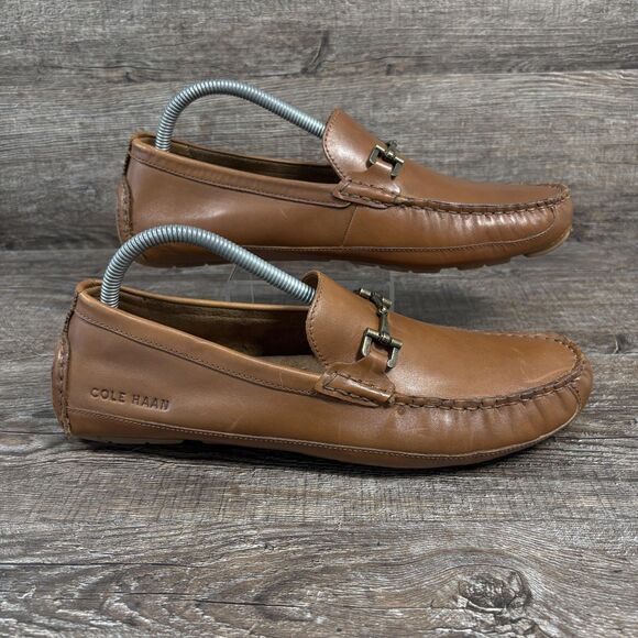 Cole Haan Wyatt Bit Driving Loafers Men's 8.5M Brown Leather Bit Moccasin Shoes - Picture 1 of 8